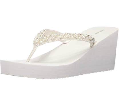 Wedge heel wedding hot sale flip flops